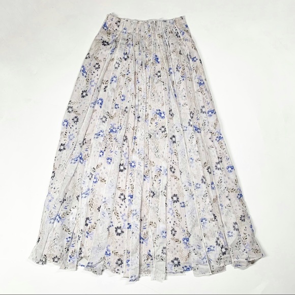 AJE Dellal Midi Skirt Wildflower Floral Print Size US 2 XS (AU 6) White Blue - Picture 11 of 12